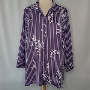 Catherines Purple & White Stripe Sheer Blouse‎